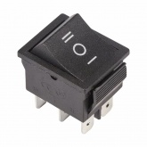 Выключатель клавишный Rexant 250V 15А (6с) ON-OFF-ON черный с нейтралью (1шт. в пакете)