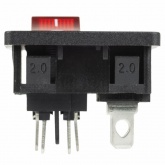 Выключатель клавишный Rexant 250V 6 А (4с) ON-OFF красный с подсветкой и штекером C8 2PIN