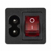 Выключатель клавишный Rexant 250V 6 А (4с) ON-OFF красный с подсветкой и штекером C8 2PIN