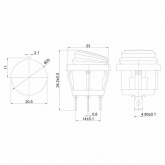 Выключатель клавишный Rexant круглый 250V 6А (3с) ON-OFF красный с подсветкой влагозащита