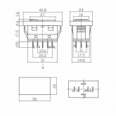 Переключатель (стеклоподъемника) клавишный Rexant 12V 20А (6с) (ON)-OFF-(ON) черный с подсветкой и п