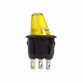 Выключатель клавишный круглый Rexant 12V 16А (3с) ON-OFF желтый с подсветкой