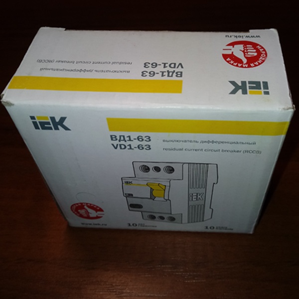 Однофазный дифференциальный выключатель 50А ИЕК ВД1-63 (УЗО) 2Р 30мА тип АС