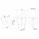 Выключатель клавишный Rexant круглый 12V 16А (3с) ON-OFF красный с подсветкой