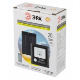 Прожектор светодиодный ЭРА 20W 350Lm 5000K IP65 ПДУ на солн. батарее с датчиком движения