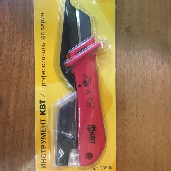 Нож электрика монтерский со складным чехлом и дополнительным лезвием НМИ-04 КВТ