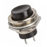 Выключатель-кнопка  металл 220V 2А (2с) (ON)-OFF  d16.2  черная блистер REXANT