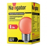 Лампа светодиодная Navigator 71 827 NLL-G45-1-230-R-E27 1W 230V шарик красный