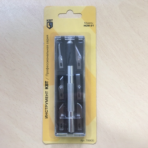 Нож моделиста КВТ НСМ-21 для резки бумаги, картона, пластика, резины