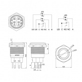 Кнопка антивандальная Rexant d19 250В без фиксации (5с) (ON)-OFF/(OFF)-ON красная