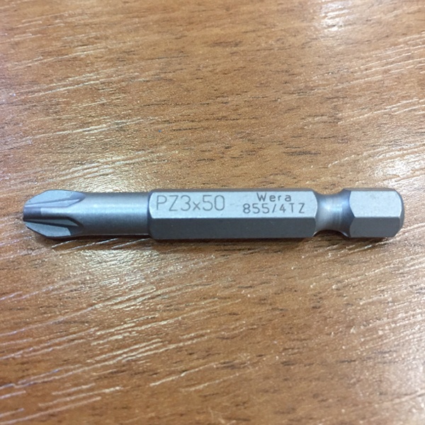 Бита крестообразная вязкой твёрдости PZ3 x 50 мм, для винтов Pozidriv, с торсионной зоной