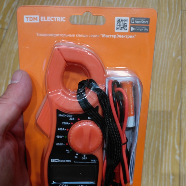 Токовые клещи ТДМ М87, щупы и батарейка в комплекте