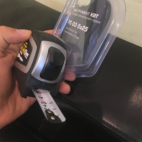 Рулетка строительная длина полотна 5 метров, ширина полотна 25 мм, с автоматической фиксацией ленты