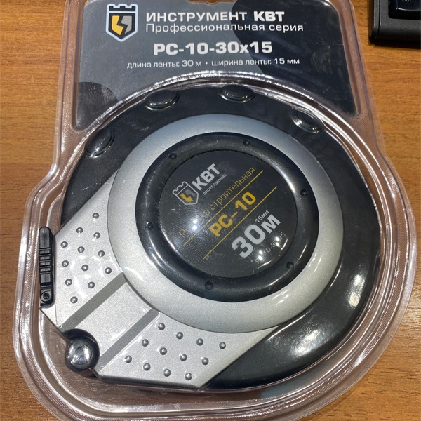 Рулетка строительная РС-10-30х15, армированная стекловолокном лента, длина полотна 30 метров, ширина 15 мм