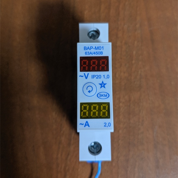Промышленный вольтамперметр, цифровой, одномодульный ВАР-М01 63А 450В