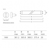 Люминесцентная линейная лампа Sylvania F 14W/840 4000K G13 361mm
