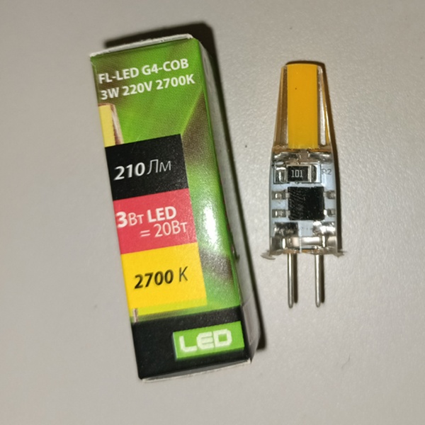 Светодиодная капсульная лампа мощностью 3 Вт, с цоколем G4, теплый свет