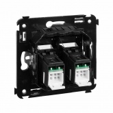 Компьютерная розетка RJ-45 в стену DKC Avanti кат.5e двойная, черный матовый