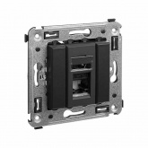 Компьютерная розетка RJ-45 в стену DKC Avanti кат.5e одинарная, черный матовый