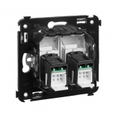 Компьютерная розетка RJ-45 в стену DKC Avanti кат.5e двойная, закаленная сталь