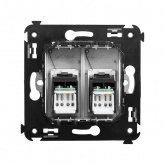 Компьютерная розетка RJ-45 в стену DKC Avanti кат.5e двойная, закаленная сталь