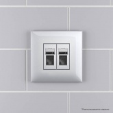 Компьютерная розетка RJ-45 в стену DKC Avanti кат.5e двойная, закаленная сталь