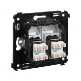 Телефонная розетка RJ-12 Avanti в стену двойная закаленная сталь