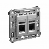 Телефонная розетка RJ-12 Avanti в стену двойная закаленная сталь