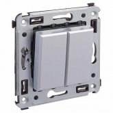 Выключатель двухклавишный в стену DKC Avanti, закаленная сталь