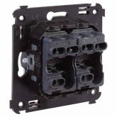 Выключатель двухклавишный в стену DKC Avanti, закаленная сталь