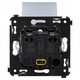 Розетка с крышкой в стену DKC Avanti 2P+E со шторками закаленная сталь