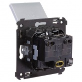 Розетка с крышкой в стену DKC Avanti 2P+E со шторками закаленная сталь