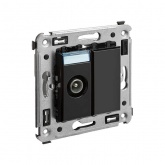 Розетка TV DKC Avanti проходная в стену, черный квадрат