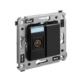 Розетка TV DKC Avanti одиночная в стену, черный квадрат