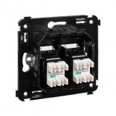 Телефонная розетка RJ-12 DKC Avanti в стену двойная черный квадрат