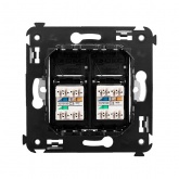 Телефонная розетка RJ-12 DKC Avanti в стену двойная черный квадрат