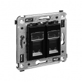 Телефонная розетка RJ-12 DKC Avanti в стену двойная черный квадрат