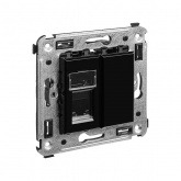 Телефонная розетка RJ-12 DKC Avanti в стену одинарная черный квадрат