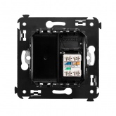 Телефонная розетка RJ-12 DKC Avanti в стену одинарная черный квадрат