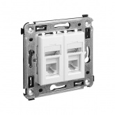 Телефонная розетка RJ-12 DKC Avanti  в стену двойная белое облако