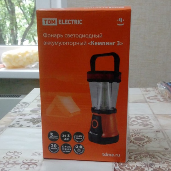 Фонарь ТДМ Кемпинг 3, 2 уровня яркости, 3 режима работы, 24+4 светодиода
