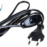 Шнур опрессованный с вилкой и выключателем UNIVersal 2х0,75/1,7метра, черный