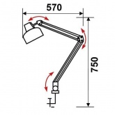 Светильник настольный Бета НДБ37-60-013 под лампу ЛОН/LED, max 60W 220V Е27, струбцина, серебристый
