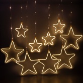Светодиодная гирлянда ЭРА ЕGNIG-ST занавес, Неоновые звезды, 8 режимов, 2,4х0,8м, теплый, IP20 220V