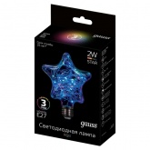 Лампа светодиодная Gauss Filament Vintage Star 115х155мм 2Вт 220V E27 RGB