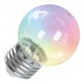 Лампа светодиодная Feron LB-37 шарик G45 1W RGB 230V E27 матовая, плавная сменая цвета