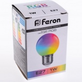 Лампа светодиодная Feron LB-37 шарик G45 1W RGB 230V E27 матовая, быстрая смена цвета