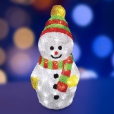 Акриловая светодиодная фигура Снеговик с шарфом, 30см 40LED 2W 24V IP44 (трансформатор в комплект)