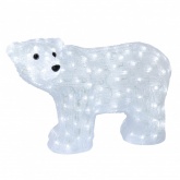 Акриловая светодиодная фигура Мишка с красной ленточкой, 60см 200LED 8W 24V IP44