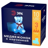 Фигура ЭРА ENIOF-12 LED Медвежонок с корзинкой, 3АА